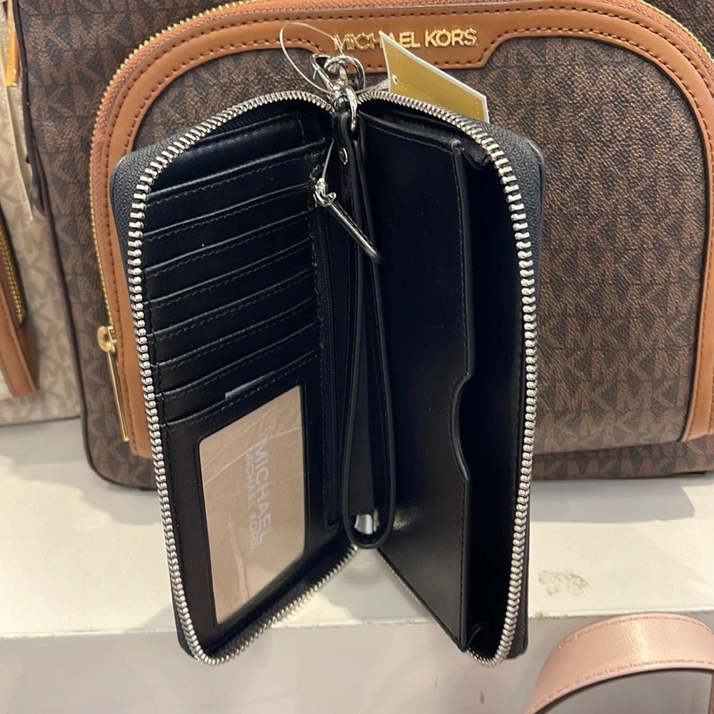 Michael Kors MK Signature Large Flat Multi-Function Phone Case Wallet Wristlet - Picture 11 of 16